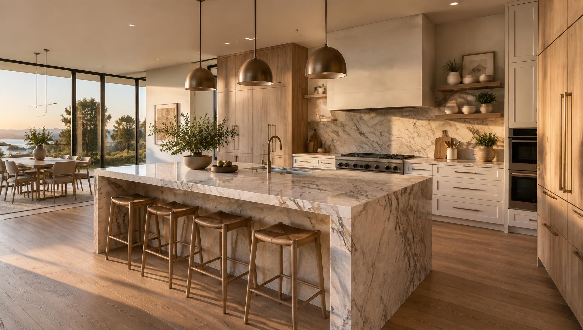 Premium factory-direct kitchen with natural oak and white cabinetry